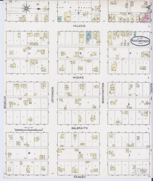 Sanborn Fire Insurance Map from Blue Earth, Faribault County, Minnesota (1891), Sheet #0004 - Historic Sanborn Fire Insurance Map Print, vintage old map wall art, antique decor, genealogy gift, Minnesota Minnesota map
