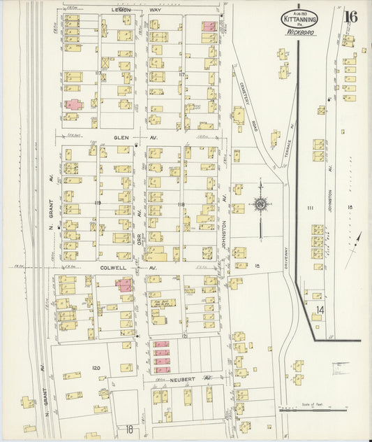 Sanborn Fire Insurance Map from Kittanning, Armstrong County, Pennsylvania (1913), Sheet #0016 - Historic Sanborn Fire Insurance Map Print, vintage old map wall art, antique decor, genealogy gift, Pennsylvania Pennsylvania map
