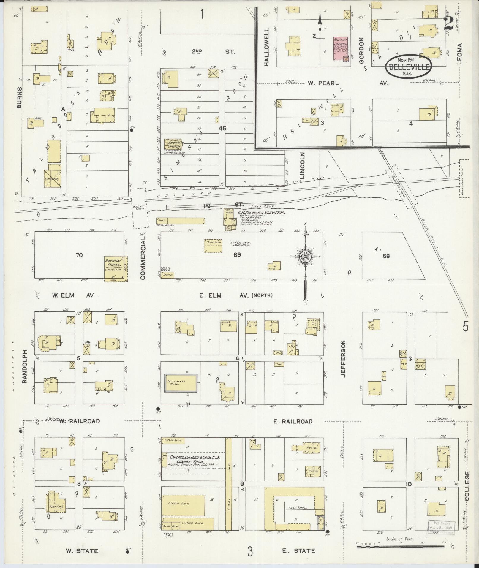 Sanborn Fire Insurance Map from Belleville, Republic County, Kansas (1911), Sheet #0002 - Complete Map Set gallery image, historic Sanborn map, vintage wall art, Kansas Kansas