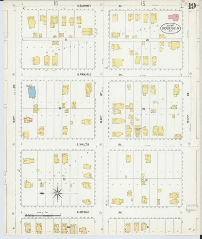 Sanborn Fire Insurance Map from Sioux Falls, Minnehaha County, South Dakota (1902), Sheet #0019 - Complete Map Set gallery image, historic Sanborn map, vintage wall art, South Dakota South Dakota