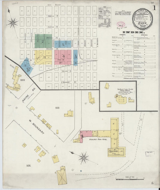 Sanborn Fire Insurance Map from Aiken, Aiken County, South Carolina. (1894) – Historic Sanborn Fire Insurance Map Print