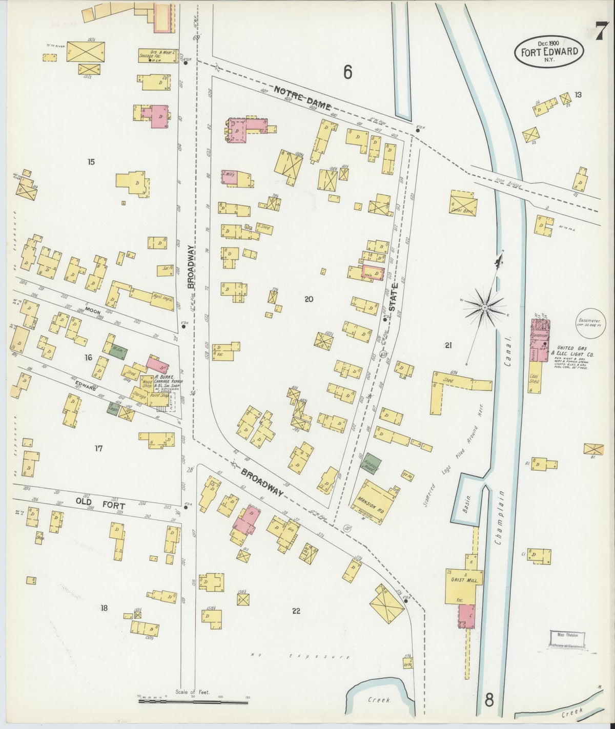 Sanborn Fire Insurance Map from Fort Edward, Washington County, New York (1900), Sheet #0007 - Complete Map Set gallery image, historic Sanborn map, vintage wall art, New York New York