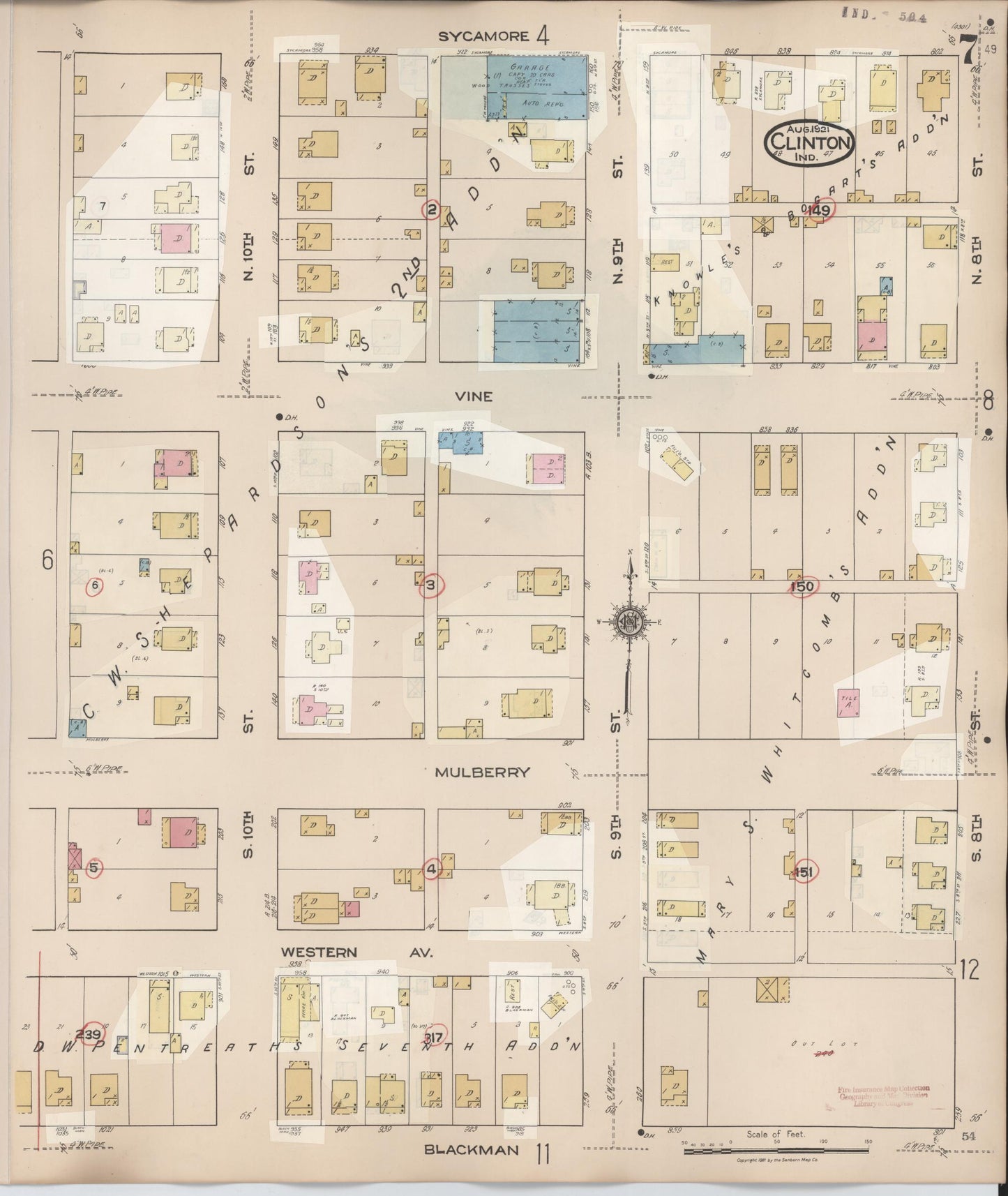 Sanborn Fire Insurance Map from Clinton, Vermillion County, Indiana (1947), Sheet #0007 - Complete Map Set gallery image, historic Sanborn map, vintage wall art, Indiana Indiana