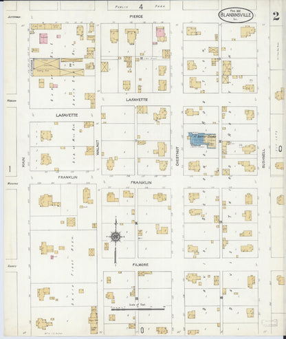 Sanborn Fire Insurance Map from Blandinsville, Mcdonough County, Illinois (1912), Sheet #0002 - Historic Sanborn Fire Insurance Map Print, vintage old map wall art, antique decor, genealogy gift, Illinois Illinois map