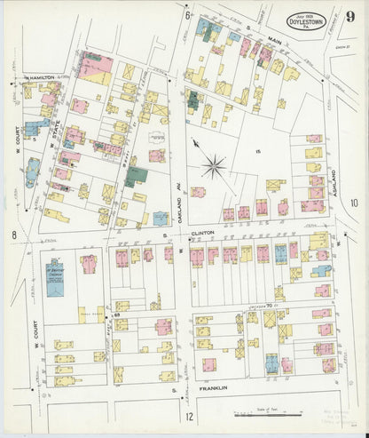 Sanborn Fire Insurance Map from Doylestown, Bucks County, Pennsylvania (1909), Sheet #0009 - Complete Map Set gallery image, historic Sanborn map, vintage wall art, Pennsylvania Pennsylvania