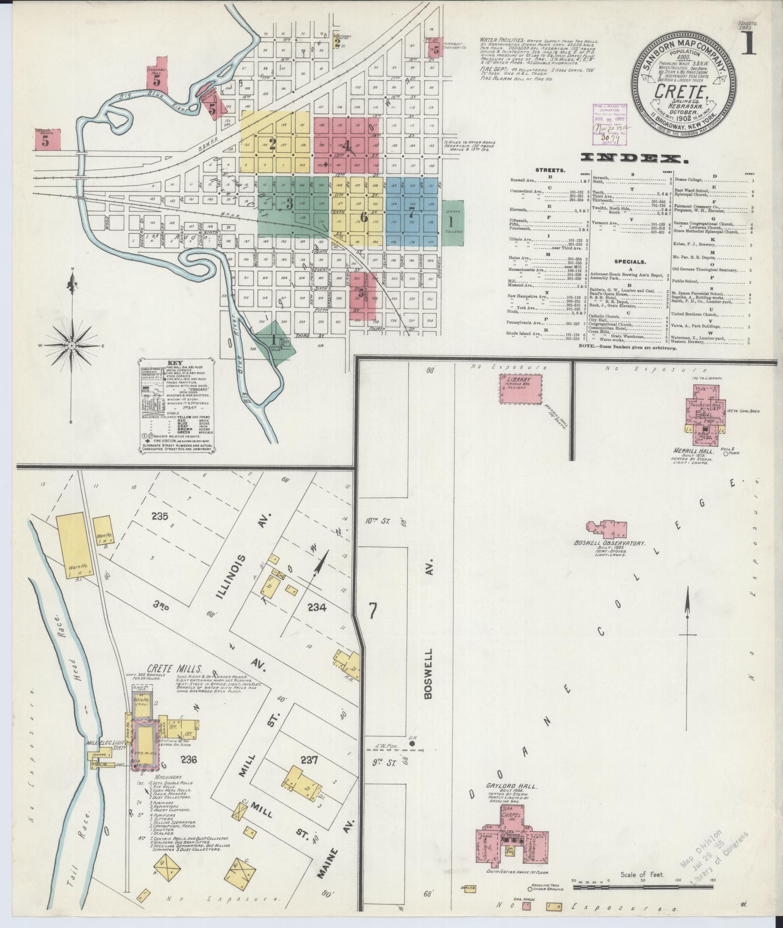 Sanborn Fire Insurance Map from Crete, Saline County, Nebraska. (1902) – Historic Sanborn Fire Insurance Map Print