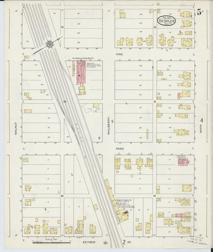 Sanborn Fire Insurance Map from Deshler, Henry County, Ohio (1915), Sheet #0005 - Historic Sanborn Fire Insurance Map Print, vintage old map wall art, antique decor, genealogy gift, Ohio Ohio map