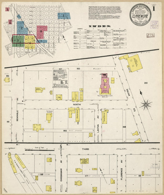 Sanborn Fire Insurance Map from Claremore, Rogers County, Oklahoma. (1907) – Historic Sanborn Fire Insurance Map Print