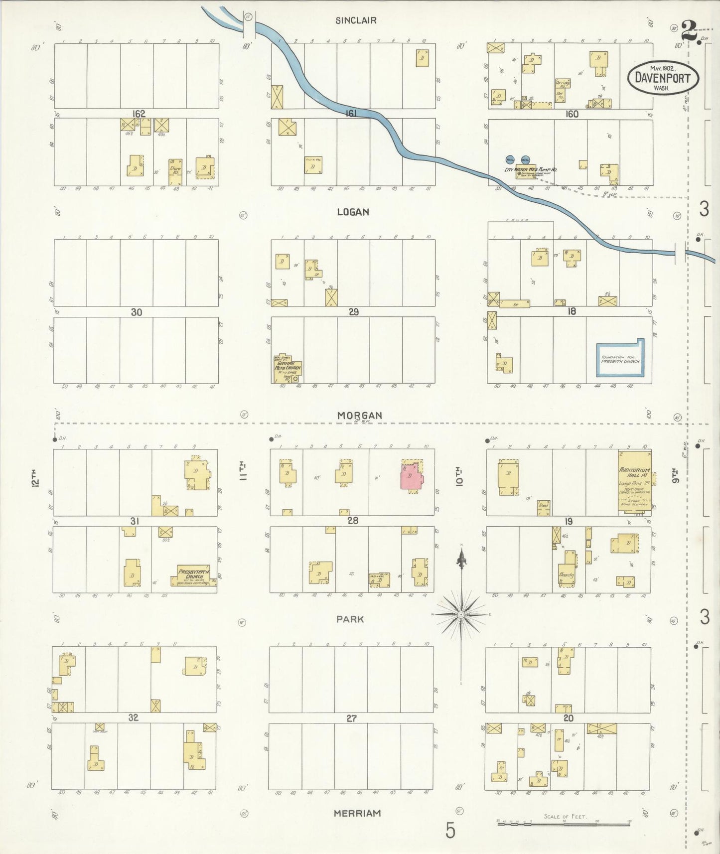 Sanborn Fire Insurance Map from Davenport, Lincoln County, Washington (1902), Sheet #0002 - Complete Map Set gallery image, historic Sanborn map, vintage wall art, Washington Washington