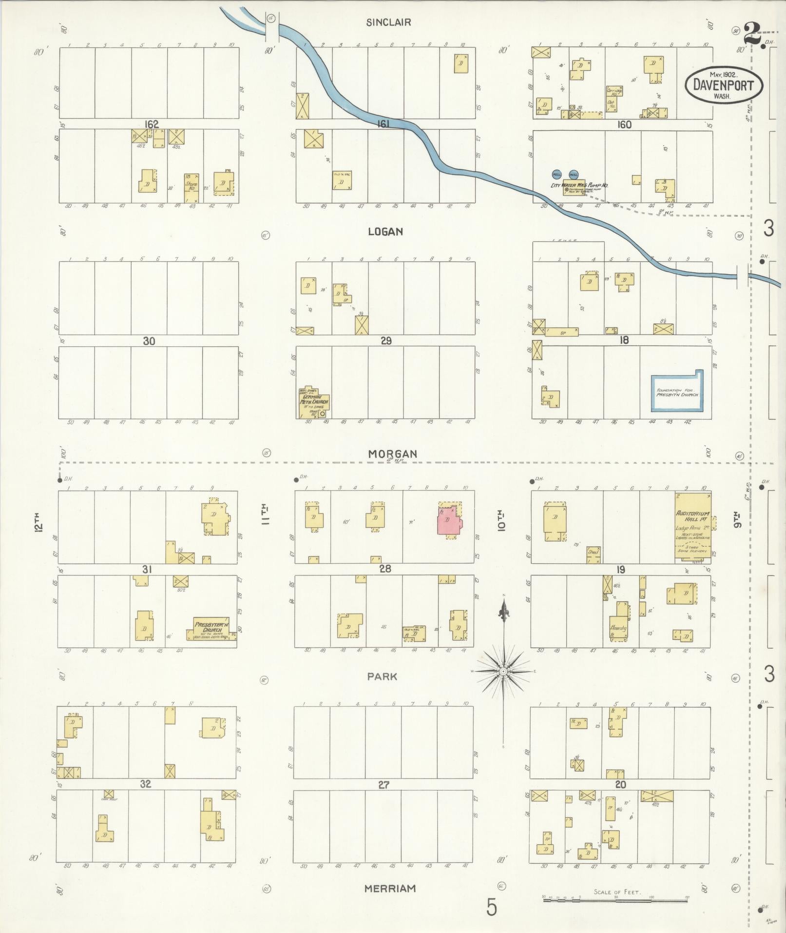Sanborn Fire Insurance Map from Davenport, Lincoln County, Washington (1902), Sheet #0002 - Complete Map Set gallery image, historic Sanborn map, vintage wall art, Washington Washington