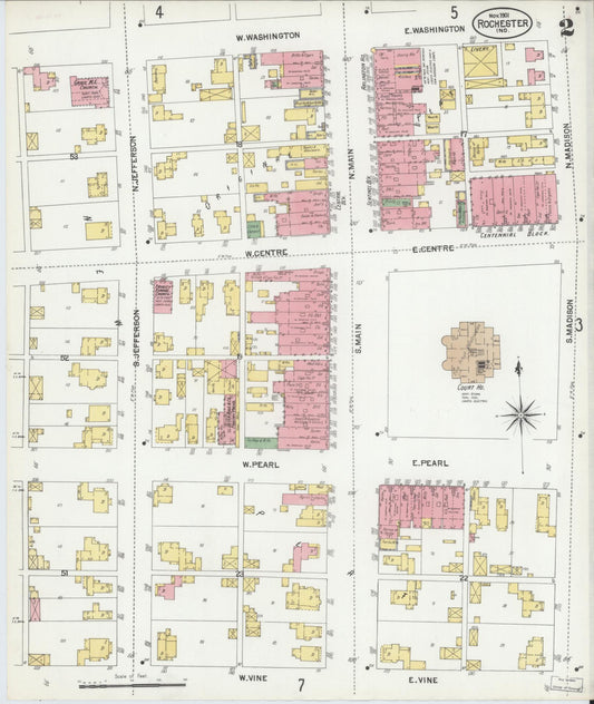 Sanborn Fire Insurance Map from Rochester, Fulton County, Indiana (1901), Sheet #0002 - Historic Sanborn Fire Insurance Map Print, vintage old map wall art, antique decor, genealogy gift, Indiana Indiana map