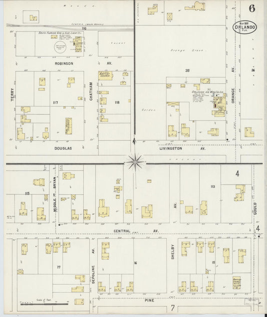 Sanborn Fire Insurance Map from Orlando, Orange County, Florida (1897), Sheet #0006 - Historic Sanborn Fire Insurance Map Print, vintage old map wall art, antique decor, genealogy gift, Florida Florida map
