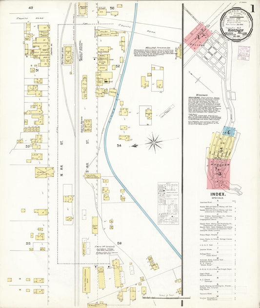 Sanborn Fire Insurance Map from Wardner, Shoshone County, Idaho (1901), Sheet #0001 - Complete Map Set gallery image, historic Sanborn map, vintage wall art, Idaho Idaho