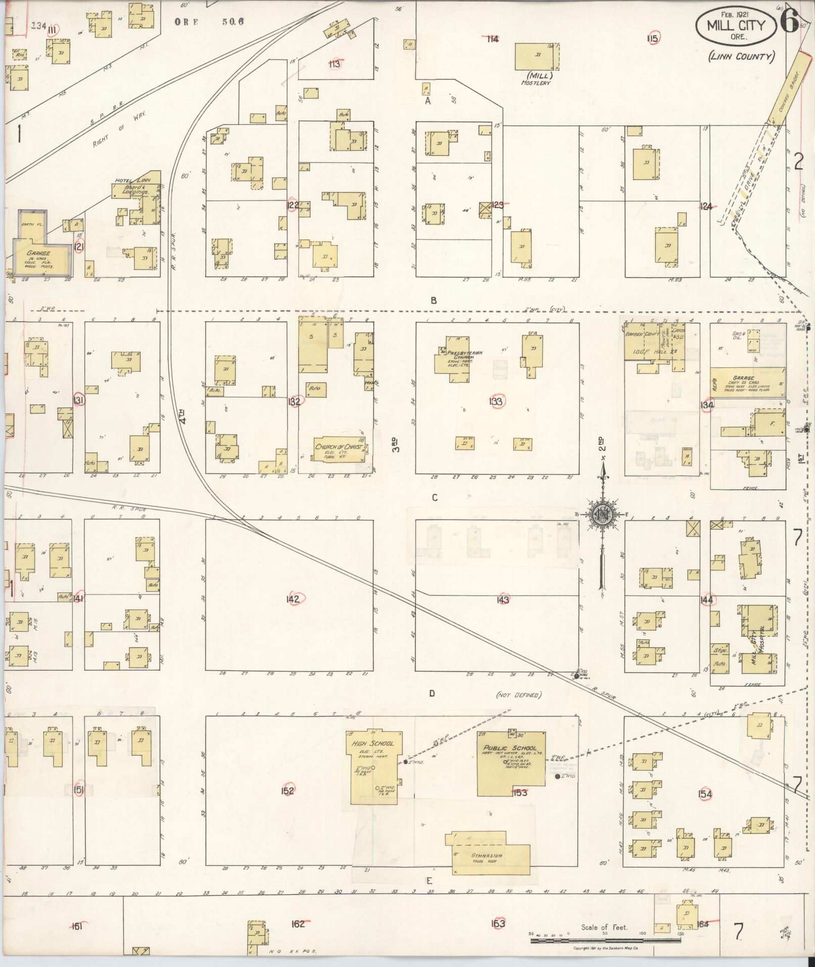 Sanborn Fire Insurance Map from Mill City, Linn And Marion Counties, Oregon (1931), Sheet #0006 - Historic Sanborn Fire Insurance Map Print, vintage old map wall art, antique decor, genealogy gift, Oregon Oregon map