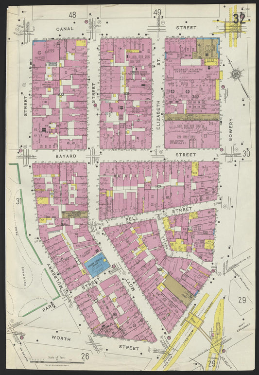 Sanborn Fire Insurance Map from New York, Bronx, Manhattan, New York (1923), Sheet #0032 - Historic Sanborn Fire Insurance Map Print, vintage old map wall art, antique decor, genealogy gift, New York New York map