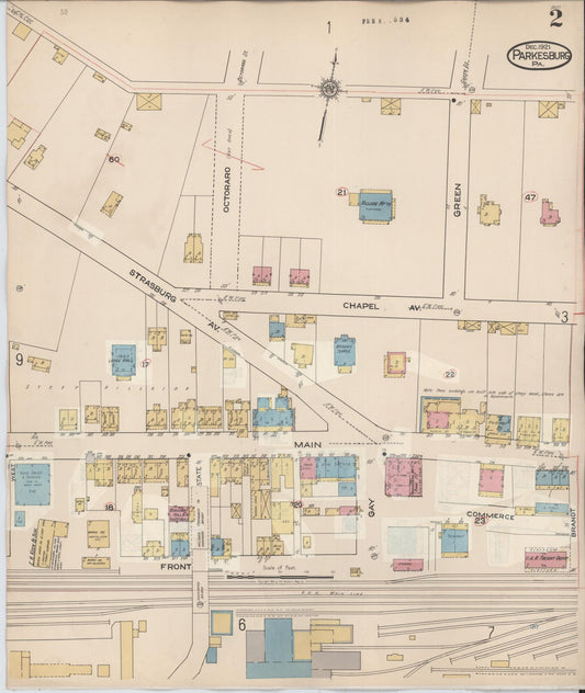 Sanborn Fire Insurance Map from Parkesburg, Chester County, Pennsylvania (1934), Sheet #0002 - Historic Sanborn Fire Insurance Map Print, vintage old map wall art, antique decor, genealogy gift, Pennsylvania Pennsylvania map
