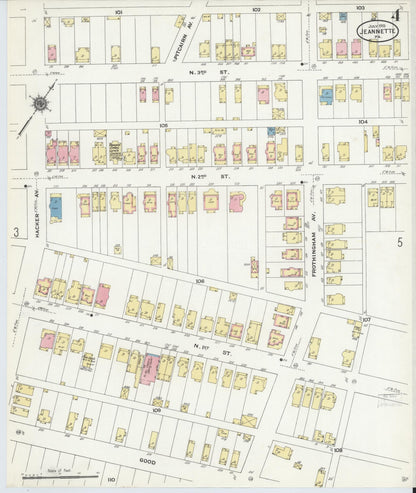 Sanborn Fire Insurance Map from Jeannette, Westmoreland County, Pennsylvania (1910), Sheet #0004 - Complete Map Set gallery image, historic Sanborn map, vintage wall art, Pennsylvania Pennsylvania