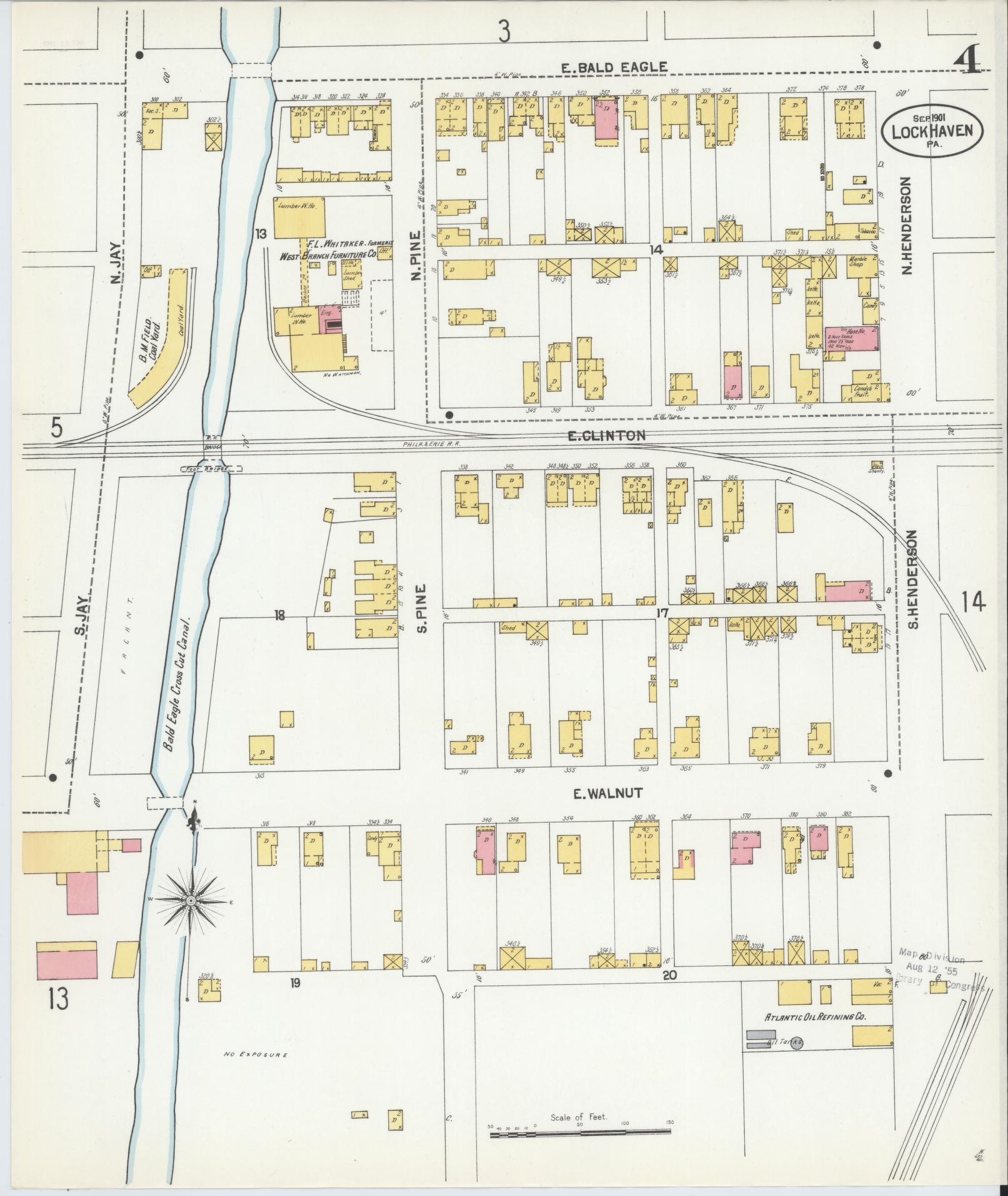 Sanborn Fire Insurance Map from Lock Haven, Clinton County, Pennsylvania (1901), Sheet #0004 - Complete Map Set gallery image, historic Sanborn map, vintage wall art, Pennsylvania Pennsylvania