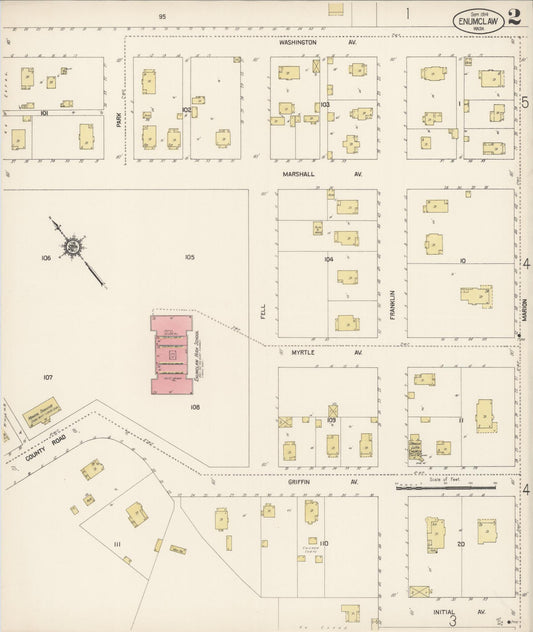 Sanborn Fire Insurance Map from Enumclaw, King County, Washington (1914), Sheet #0002 - Historic Sanborn Fire Insurance Map Print, vintage old map wall art, antique decor, genealogy gift, Washington Washington map