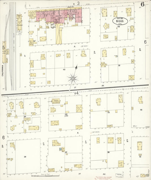 Sanborn Fire Insurance Map from Biggs, Butte County, California (1902), Sheet #0006 - Historic Sanborn Fire Insurance Map Print, vintage old map wall art, antique decor, genealogy gift, California California map