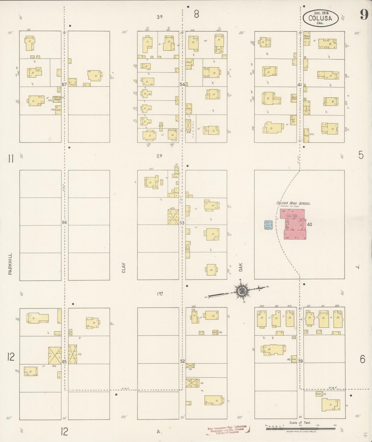 Sanborn Fire Insurance Map from Colusa, Colusa County, California (1918), Sheet #0009 - Historic Sanborn Fire Insurance Map Print, vintage old map wall art, antique decor, genealogy gift, California California map
