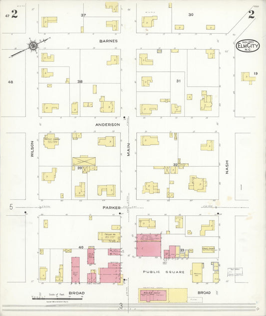 Sanborn Fire Insurance Map from Elm City, Wilson County, North Carolina (1923), Sheet #0002 - Historic Sanborn Fire Insurance Map Print, vintage old map wall art, antique decor, genealogy gift, North Carolina North Carolina map