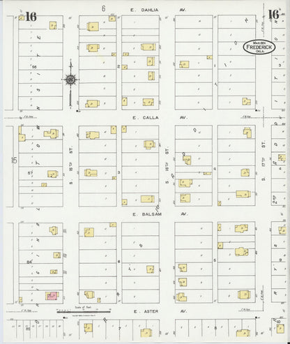 Sanborn Fire Insurance Map from Frederick, Tillman County, Oklahoma (1924), Sheet #0016 - Complete Map Set gallery image, historic Sanborn map, vintage wall art, Oklahoma Oklahoma