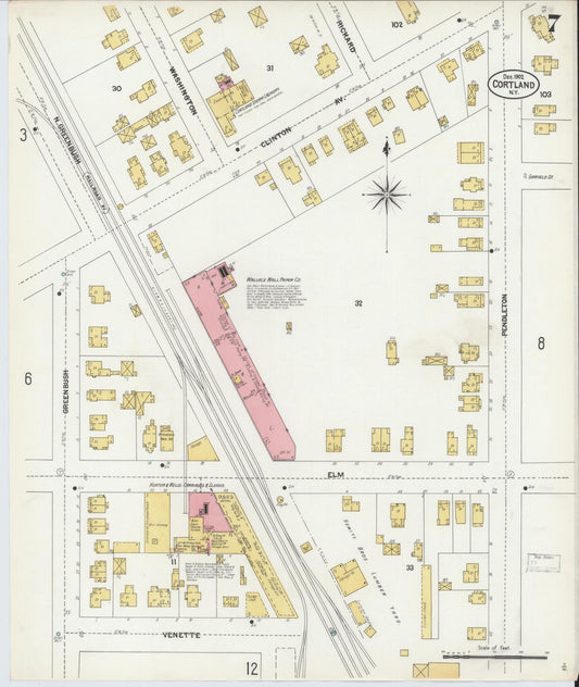 Sanborn Fire Insurance Map from Cortland, Cortland County, New York (1902), Sheet #0007 - Historic Sanborn Fire Insurance Map Print, vintage old map wall art, antique decor, genealogy gift, New York New York map