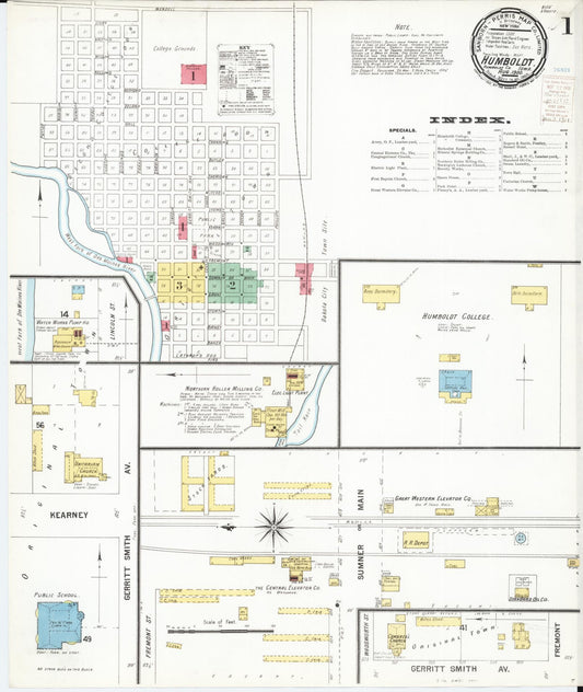 Sanborn Fire Insurance Map from Humboldt, Humboldt County, Iowa (1900), Sheet #0001 - Historic Sanborn Fire Insurance Map Print, vintage old map wall art