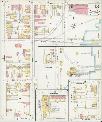 Sanborn Fire Insurance Map from Alexandria, Independent Cities, Virginia (1902), Sheet #0018 - Complete Map Set gallery image, historic Sanborn map, vintage wall art, Virginia Virginia