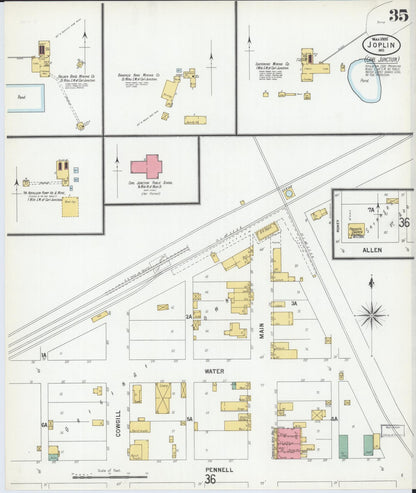 Sanborn Fire Insurance Map from Joplin, Jasper County, Missouri (1900), Sheet #0035 - Complete Map Set gallery image, historic Sanborn map, vintage wall art, Missouri Missouri