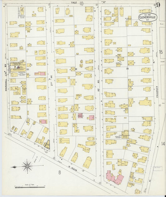 Sanborn Fire Insurance Map from Gloversville, Fulton County, New York (1902), Sheet #0009 - Historic Sanborn Fire Insurance Map Print, vintage old map wall art, antique decor, genealogy gift, New York New York map