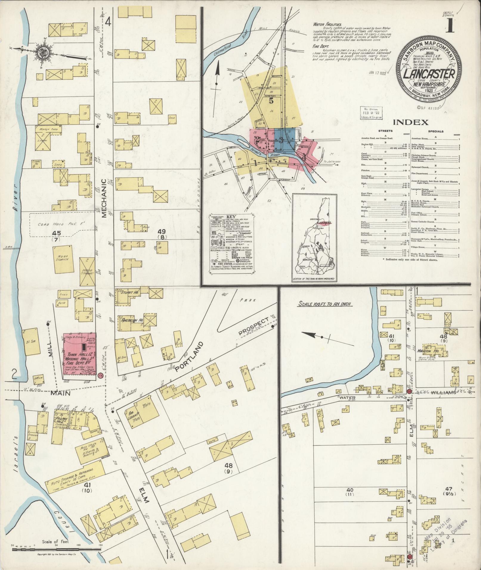 Sanborn Fire Insurance Map from Lancaster, Coos County, New Hampshire. (1921) – Historic Sanborn Fire Insurance Map Print