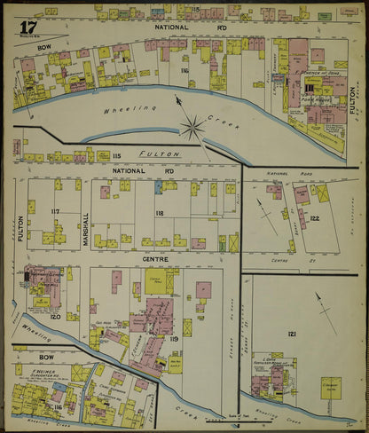 Sanborn Fire Insurance Map from Wheeling, Ohio County, West Virginia (1890), Sheet #0017 - Complete Map Set gallery image, historic Sanborn map, vintage wall art, West Virginia West Virginia