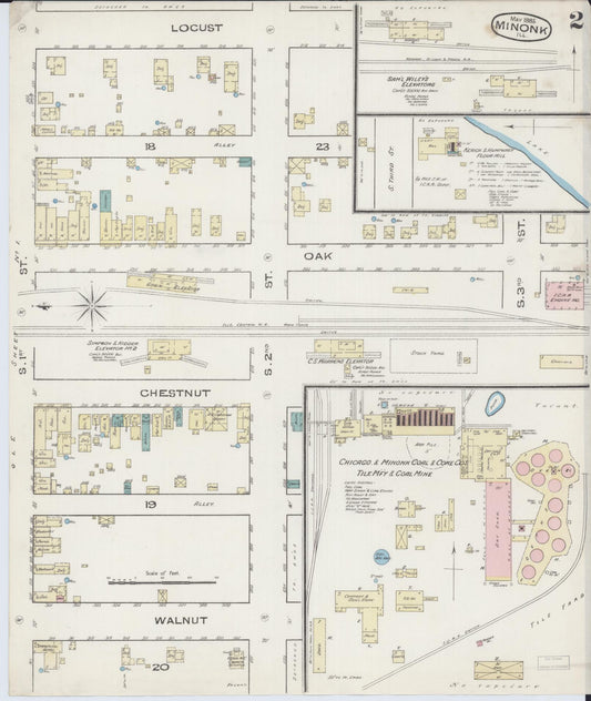 Sanborn Fire Insurance Map from Minonk, Woodford County, Illinois (1885), Sheet #0002 - Historic Sanborn Fire Insurance Map Print, vintage old map wall art, antique decor, genealogy gift, Illinois Illinois map