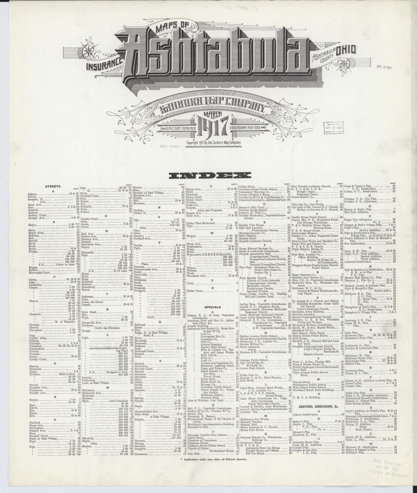 Sanborn Fire Insurance Map from Ashtabula, Ashtabula County, Ohio. (1917) – Historic Sanborn Fire Insurance Map Print