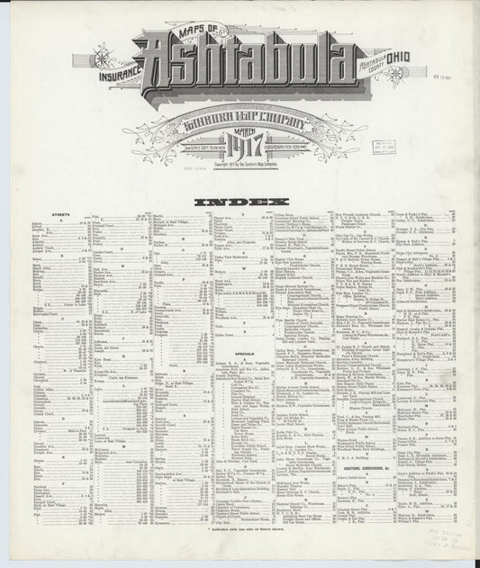 Sanborn Fire Insurance Map from Ashtabula, Ashtabula County, Ohio. (1917) – Historic Sanborn Fire Insurance Map Print