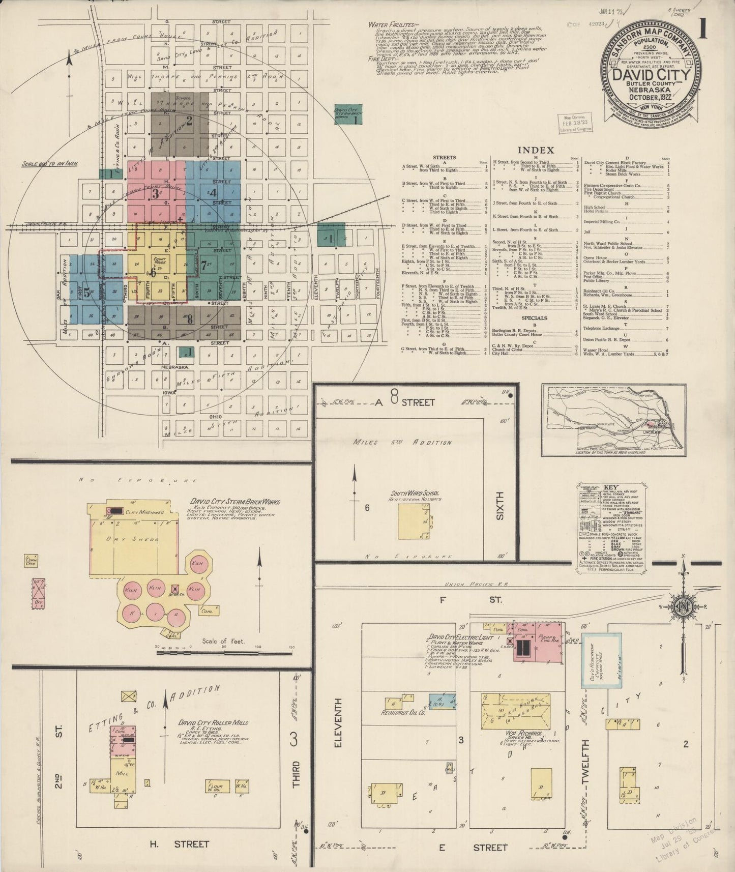 Sanborn Fire Insurance Map from David City, Butler County, Nebraska (1922), Sheet #0001 - Complete Map Set gallery image, historic Sanborn map, vintage wall art, Nebraska Nebraska