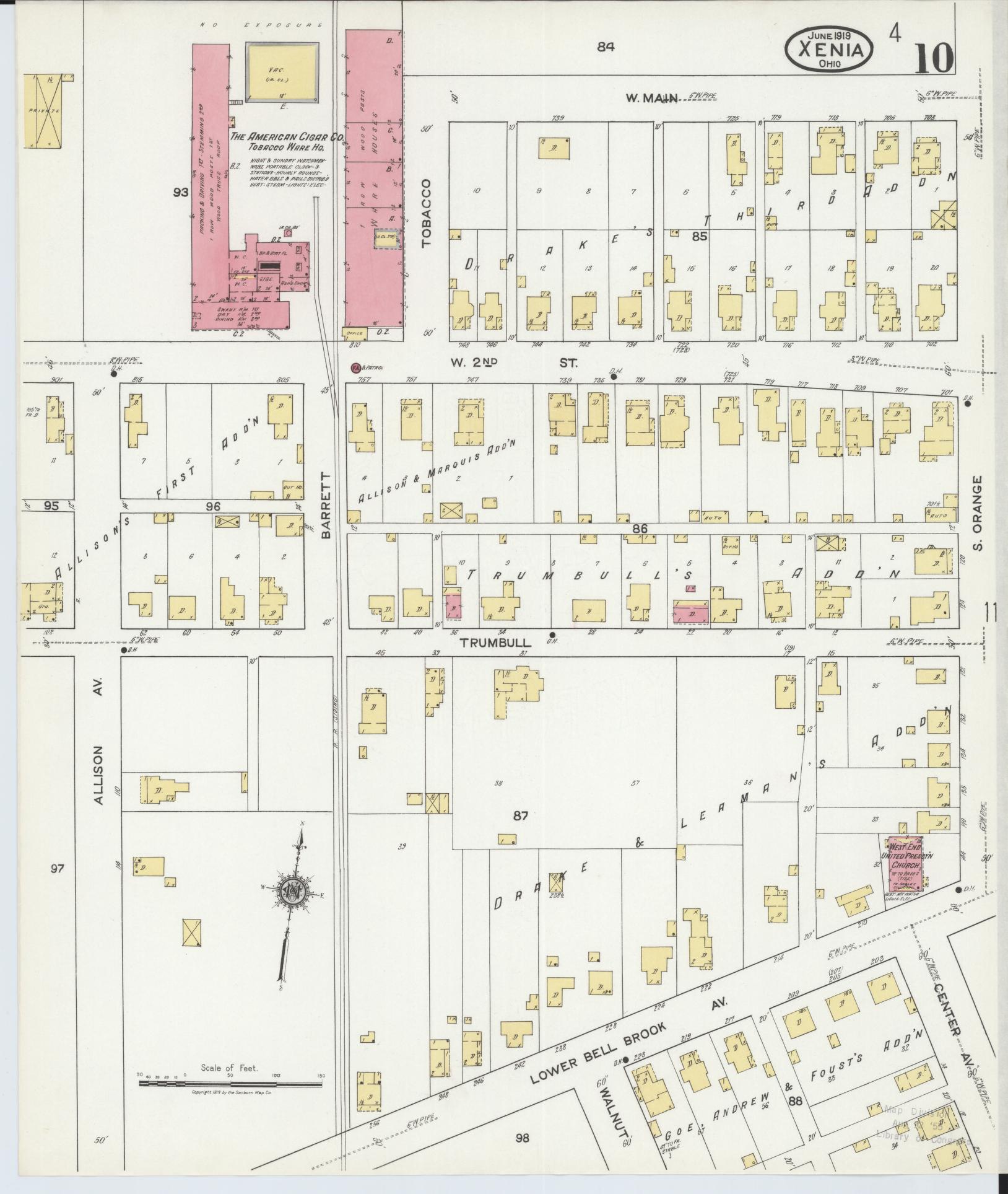 Sanborn Fire Insurance Map from Xenia, Greene County, Ohio (1919), Sheet #0010 - Complete Map Set gallery image, historic Sanborn map, vintage wall art, Ohio Ohio