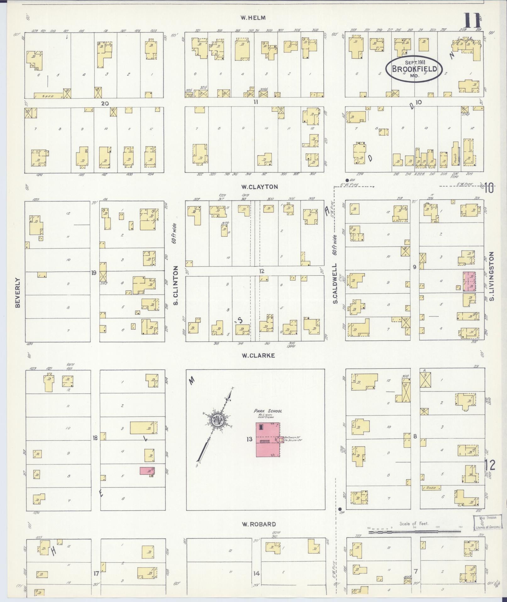 Sanborn Fire Insurance Map from Brookfield, Linn County, Missouri (1911), Sheet #0011 - Complete Map Set gallery image, historic Sanborn map, vintage wall art, Missouri Missouri