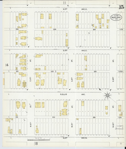 Sanborn Fire Insurance Map from Ashland, Ashland County, Wisconsin (1901), Sheet #0015 - Historic Sanborn Fire Insurance Map Print, vintage old map wall art, antique decor, genealogy gift, Wisconsin Wisconsin map
