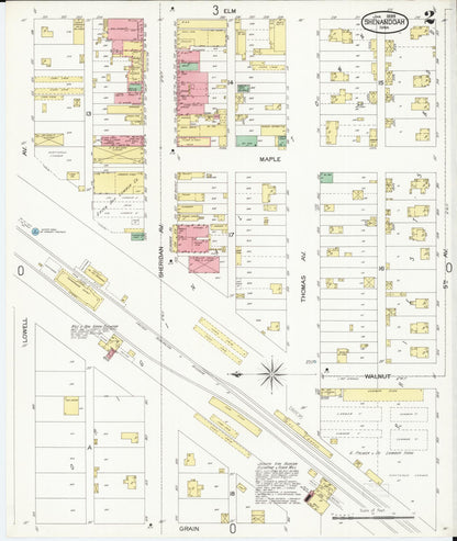 Sanborn Fire Insurance Map from Shenandoah, Page County, Iowa (1899), Sheet #0002 - Historic Sanborn Fire Insurance Map Print, vintage old map wall art