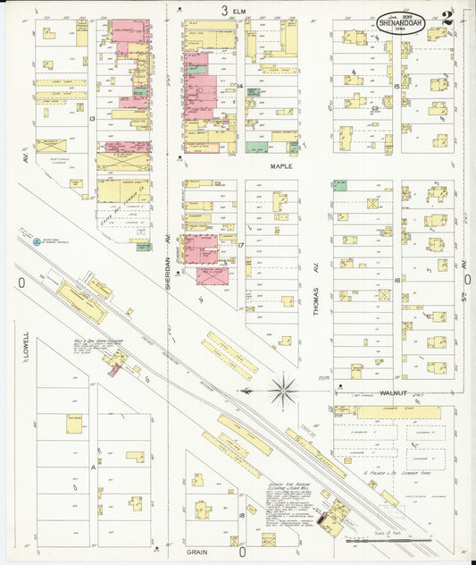 Sanborn Fire Insurance Map from Shenandoah, Page County, Iowa (1899), Sheet #0002 - Historic Sanborn Fire Insurance Map Print, vintage old map wall art