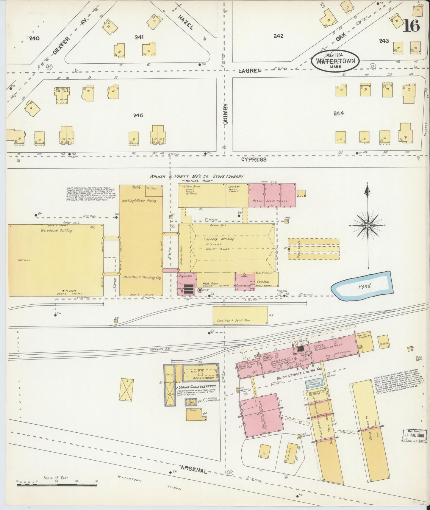 Sanborn Fire Insurance Map from Watertown, Middlesex County, Massachusetts (1904), Sheet #0016 - Complete Map Set gallery image, historic Sanborn map, vintage wall art, Massachusetts Massachusetts