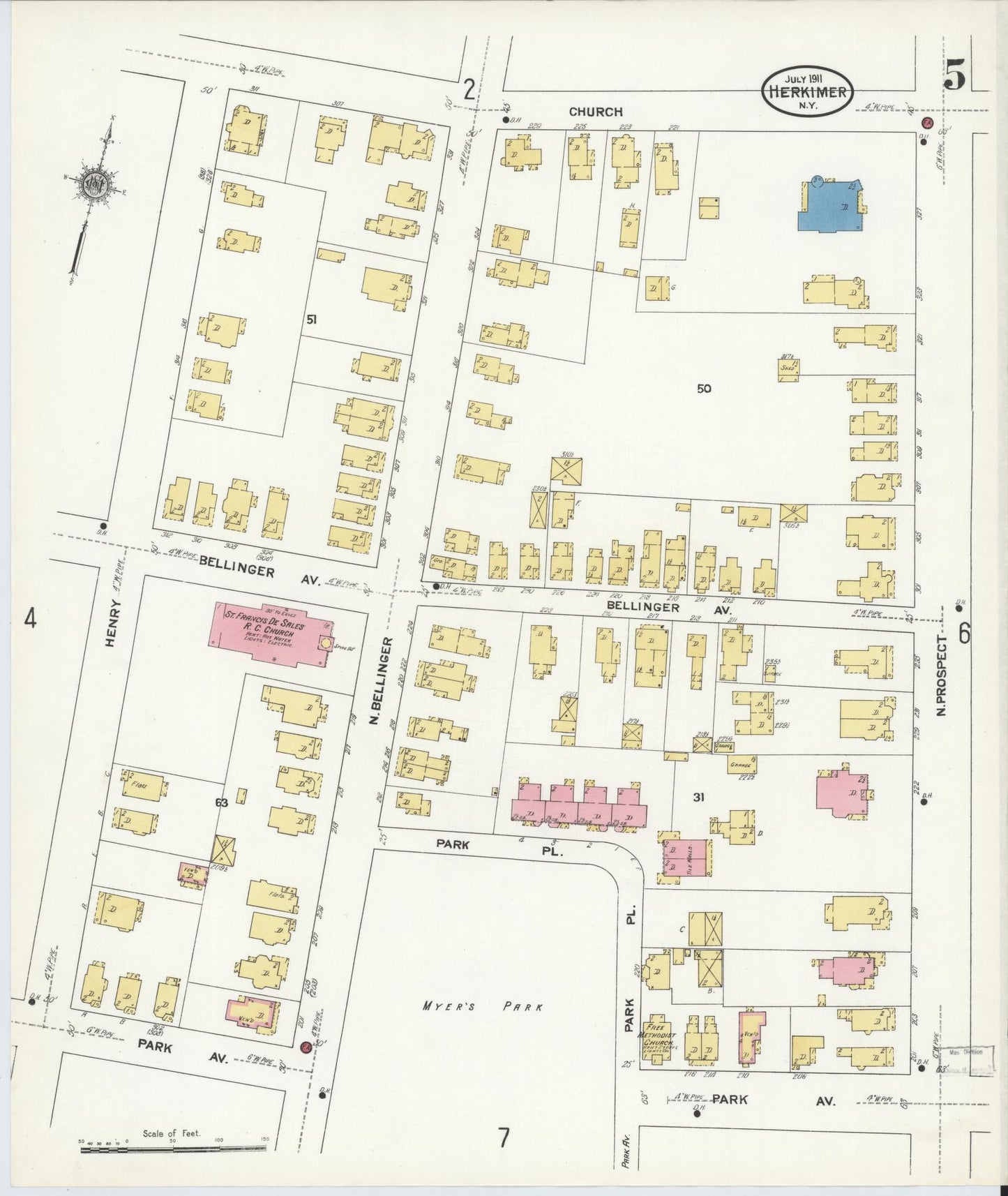 Sanborn Fire Insurance Map from Herkimer, Herkimer County, New York (1911), Sheet #0005 - Complete Map Set gallery image, historic Sanborn map, vintage wall art, New York New York