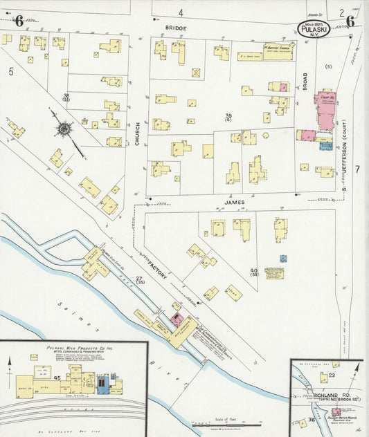 Sanborn Fire Insurance Map from Pulaski, Oswego County, New York (1925), Sheet #0006 - Historic Sanborn Fire Insurance Map Print, vintage old map wall art, antique decor, genealogy gift, New York New York map