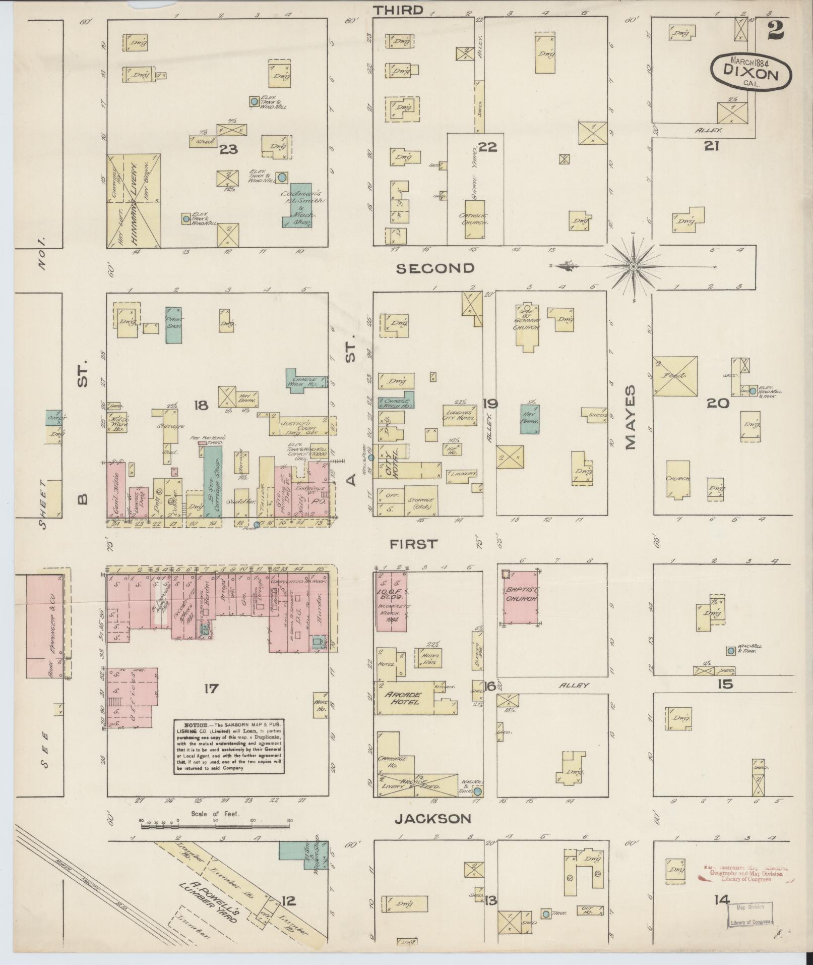 Sanborn Fire Insurance Map from Dixon, Solano County, California (1884), Sheet #0002 - Historic Sanborn Fire Insurance Map Print, vintage old map wall art, antique decor, genealogy gift, California California map