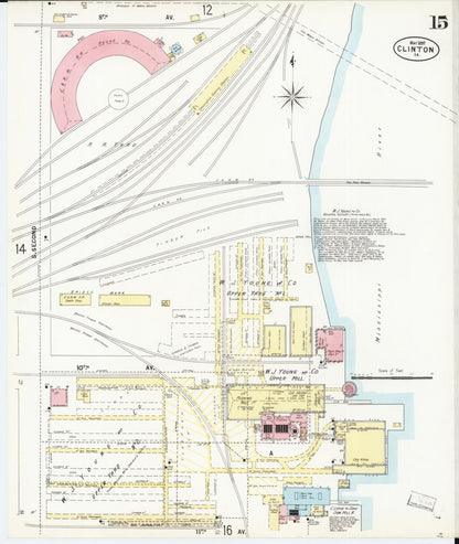 Sanborn Fire Insurance Map from Clinton, Clinton County, Iowa (1897), Sheet #0015 - Historic Sanborn Fire Insurance Map Print