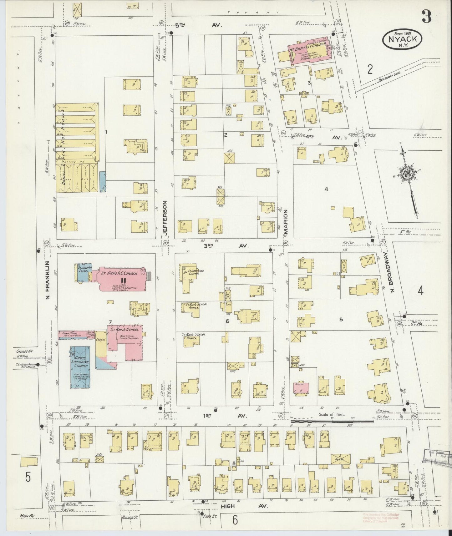 Sanborn Fire Insurance Map from Nyack, Rockland County, New York. (1910), Sheet #0003