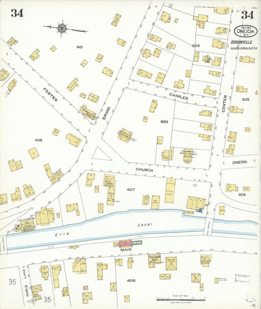 Sanborn Fire Insurance Map from Oneida, Madison County, New York (1923), Sheet #0034 - Historic Sanborn Fire Insurance Map Print, vintage old map wall art, antique decor, genealogy gift, New York New York map